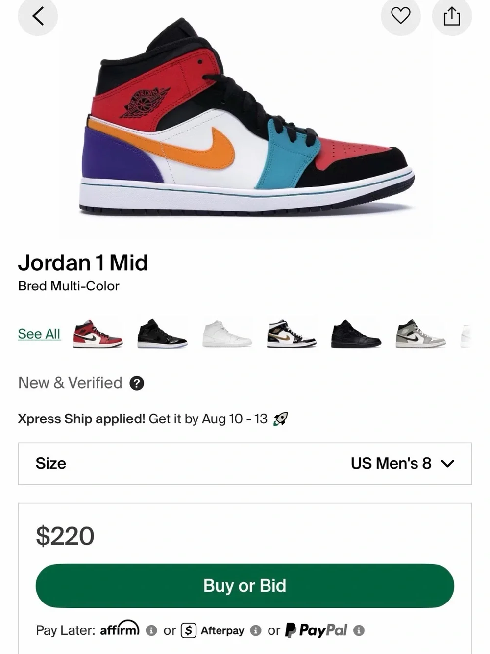 Jordan 1 Mid - Bred Multi-Color (2018) M8
